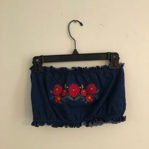 Jean flower crop top
